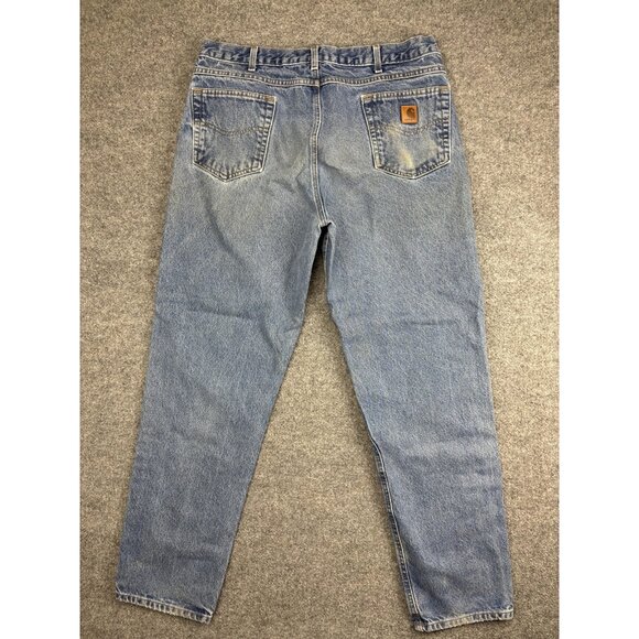 Carhartt Jeans Mens 38x34 Blue Relaxed Fit Straight Leg B17 Stonewash Workwear - Picture 8 of 8